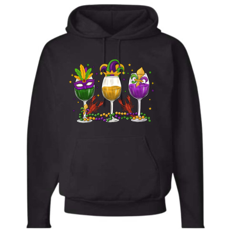 Mardi Gras Wine Hoodie