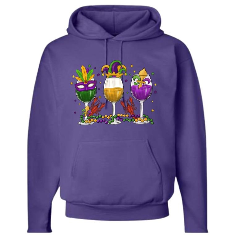 Mardi Gras Wine Hoodie
