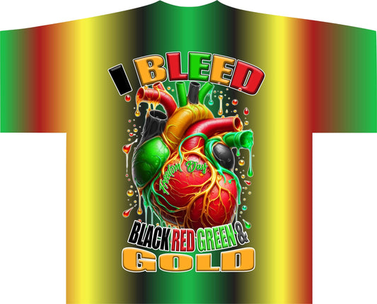 I Bleed Black, Red, Green, & Gold Black History/Juneteenth 3D T-Shirt