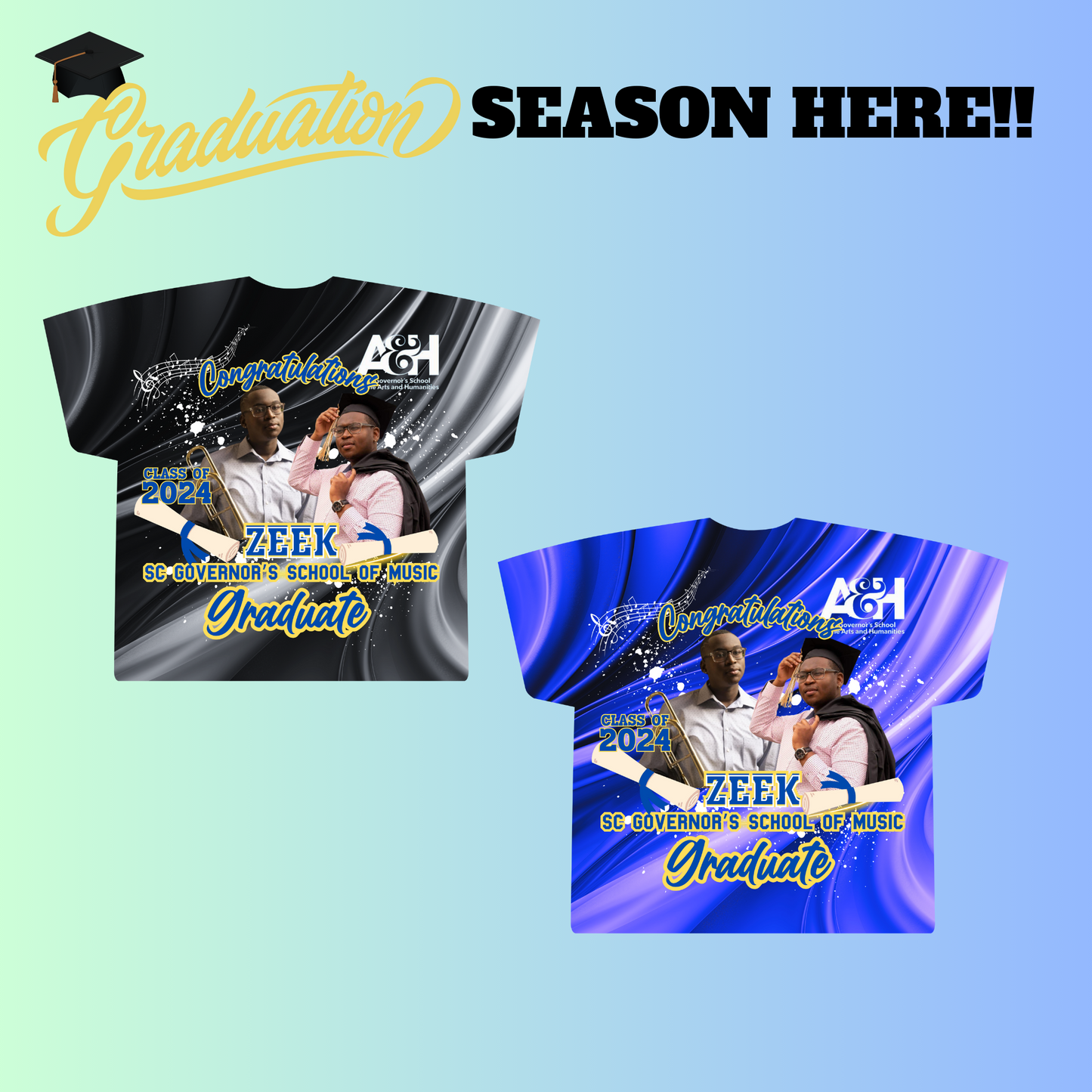 CUSTOM SWIRL ALL OVER/3D GRAD T-SHIRT